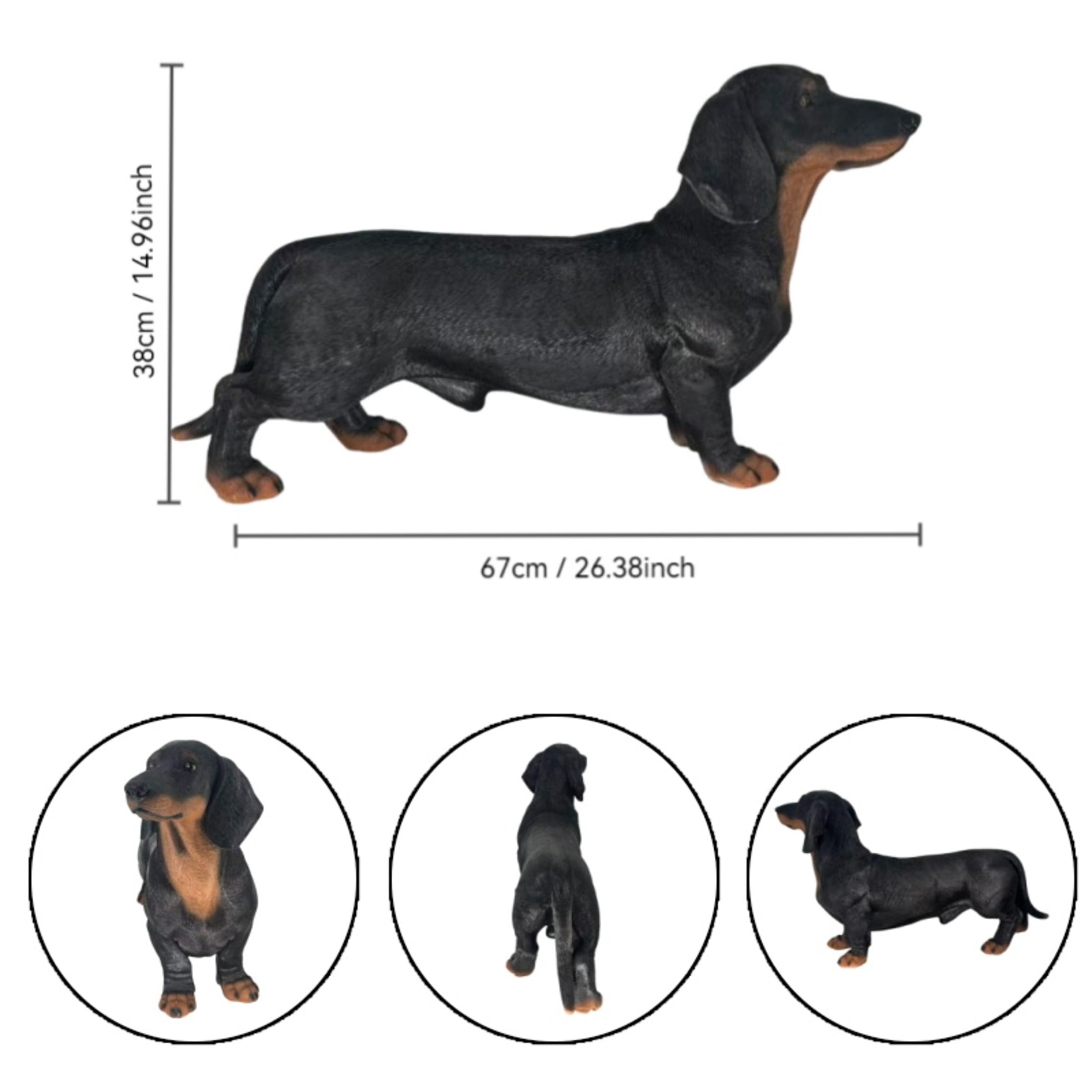GDF Studio Dachshund Resin Indoor/Outdoor Guardian Statue, Weather-Resistant Decor Figurine for Garden & Courtyard