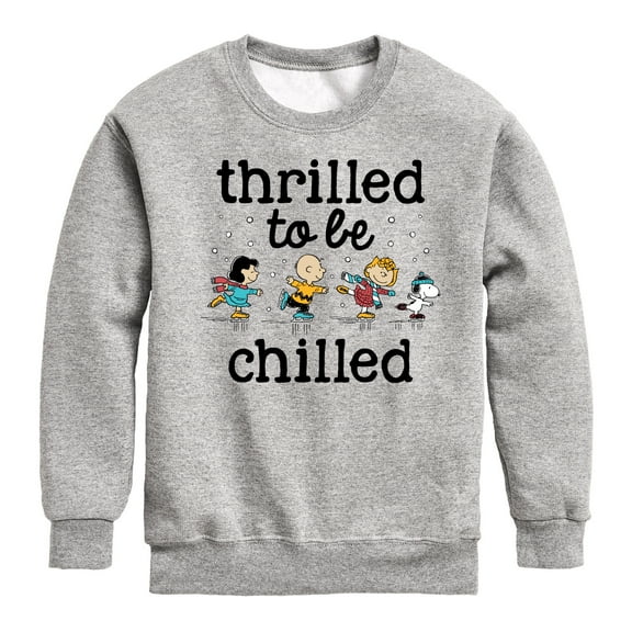 Peanuts - Snoopy and Friends Thrilled To Be Chilled - Toddler And Youth Crewneck Fleece Sweatshirt