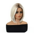 thumbnail image 2 of New Women’s Full-Length Bob Wig - Realistic Natural Mid-Part Wig for Youthful Look,Wigs for Women Human Hair Wig（White Gold / 14in）, 2 of 11