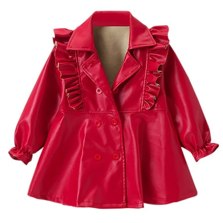 

QIPOPIQ Clearance Girls Dresses Children s Fashion Long Dress Faux Leather Long Sleeve Skirt Coat Girl s Versatile Top