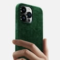 thumbnail image 3 of Phone Case for Apple iPhone 14, Vintage Handmade Fully-Wrapped Synthetic Suede Cover, Compatible with Magsafe Wireless Charging Shockproof Anti-scratch for iPhone 14, Darkgreen, 3 of 11