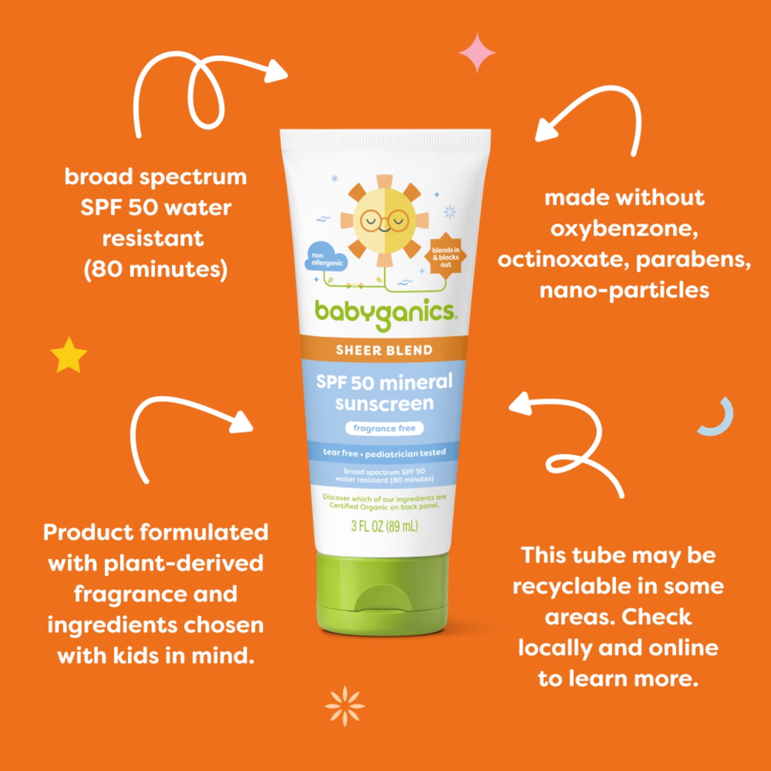 BabyGanics Brandclub Babyganics Sheer Blend, SPF 50 Mineral