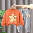 thumbnail image 2 of Gpaecead Kids Toddler Boys Girls Long Sleeve Crewneck Top Sets Printed Loose Sweat Outfits Hoodie and Sweatpants Set Orange, 2 of 4