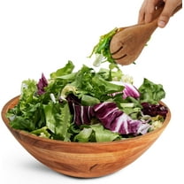Luxe Designs | Wooden Salad Bowl Set with Spoon & Fork | Food Safe & Sustainable Decorative Bowl | Easy to Clean Wooden Bowl for Fruits & Salads | 12” x 4” x 5.5"