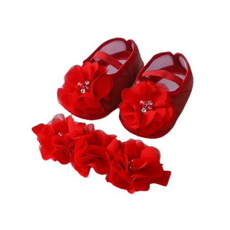 

Awevudst Baby Girl Princess Shoes Soft Sole First Walking Shoes with Headband