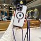 thumbnail image 1 of Funda magnética transparente con cordón cruzado para iPhone 16, 15, 14, 13, 12, 11 Pro Max Plus, funda trasera galvanizada de TPU suave Magsafe Dark Purple For iphone 11Pro Max, 1 of 6