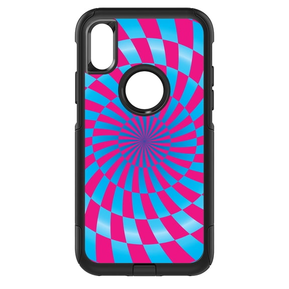 DistinctInk Custom SKIN / DECAL compatible with OtterBox Commuter for iPhone XS MAX (6.5" Screen) - Blue Pink Swirl Geometric