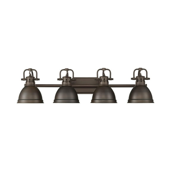 Yep by Golden Lighting Duncan 4-light Vanity in Rubbed Bronze and Rubbed Bronze shade