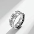 thumbnail image 6 of Men's 8mm Stainless Steel Black Silver Band Wedding Zircon Stone Fashion Jewelry, 6 of 6