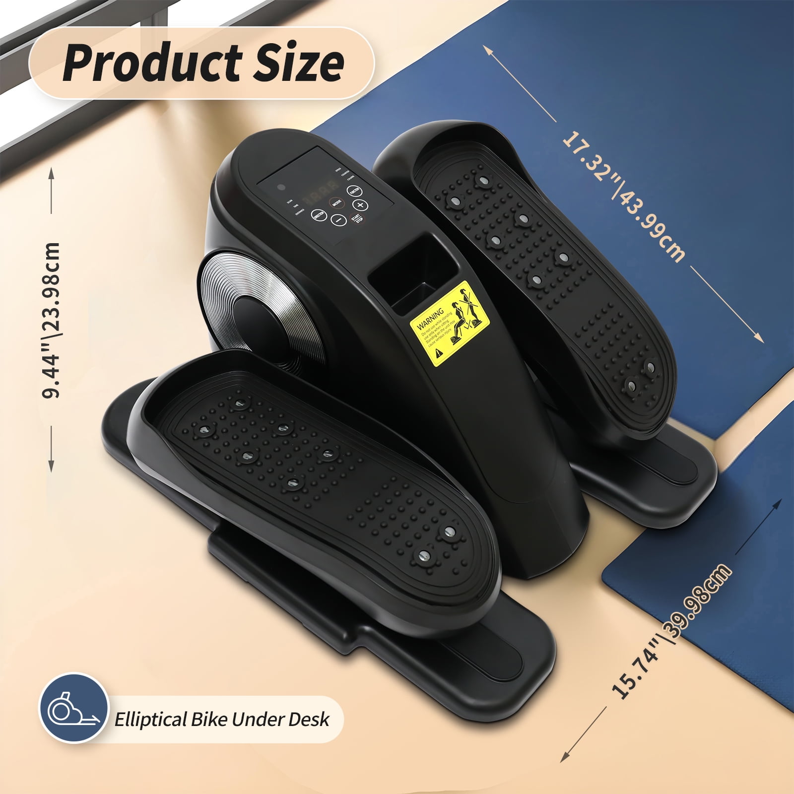 RICAN Under Desk Elliptical Machine, 12 Adjustable Speeds Mini ellipse Leg Exerciser with Remote Control, Forward & Backward Motion, Manual & Electric Dual Modes for Home Office
