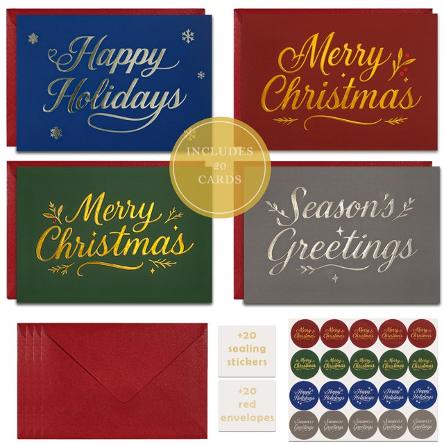 Tarjetas Navideñas Cheerin Feliz Navidad Paquete de 20, 5x7 Pulgadas