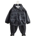 thumbnail image 2 of LYMAYTER 1-12Y Toddler Boys Leather Jacket Fashion Zipper Leather Jacket for Kids Spring Autumn Solid Color Leather Jacket, 2 of 8