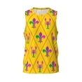 thumbnail image 2 of Easygdp Mardi Gras Crayfish and Fleur de lis Men's Mesh Basketball Jersey Quick Drying Sleeveless Shirts Fitted Muscle Tank Tops Sport Round Neck T-Shirt - 3X-Large, 2 of 9
