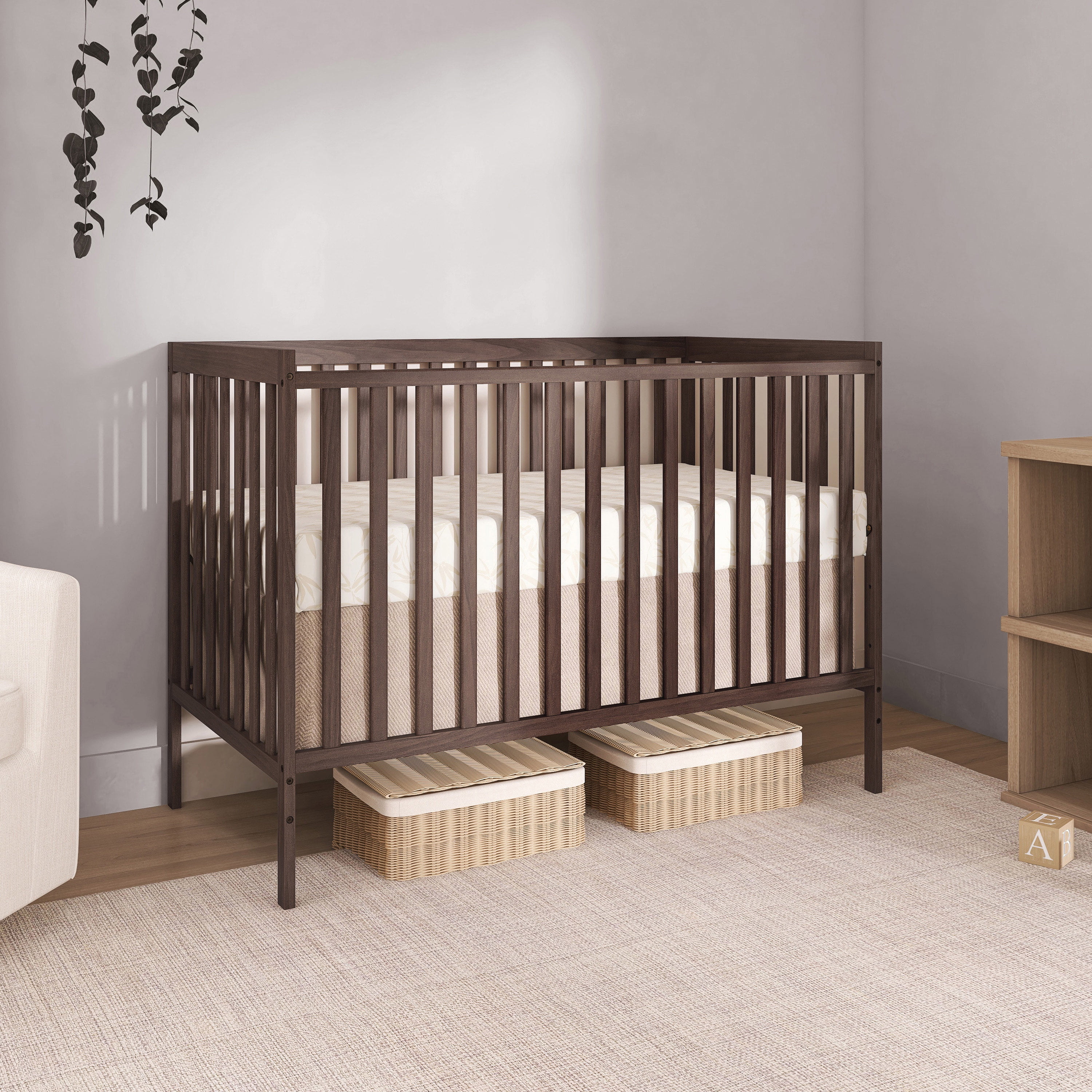 Dream On Me Synergy 5-in-1 Convertible Crib, Greenguard Gold Certified, Smokey Oak
