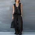 thumbnail image 3 of Two Piece Outfit Sets for Women 100%Cotton Ruffled Tank Top and Flowy Palazzo Trousers, 3 of 9