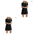 thumbnail image 2 of Jumpingount Vestido de mujer de poliéster Color sólido Cuello Vestidos sueltos casuales Ropa de viaje para interiores y exteriores Festival Regalos Negro SG 2piezas Jumpingount CBP158870, 2 of 5