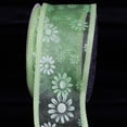 thumbnail image 2 of The Ribbon People Shimmering Green and White Flower Wired Craft Ribbon 2.5" x 40 Yards, 2 of 2