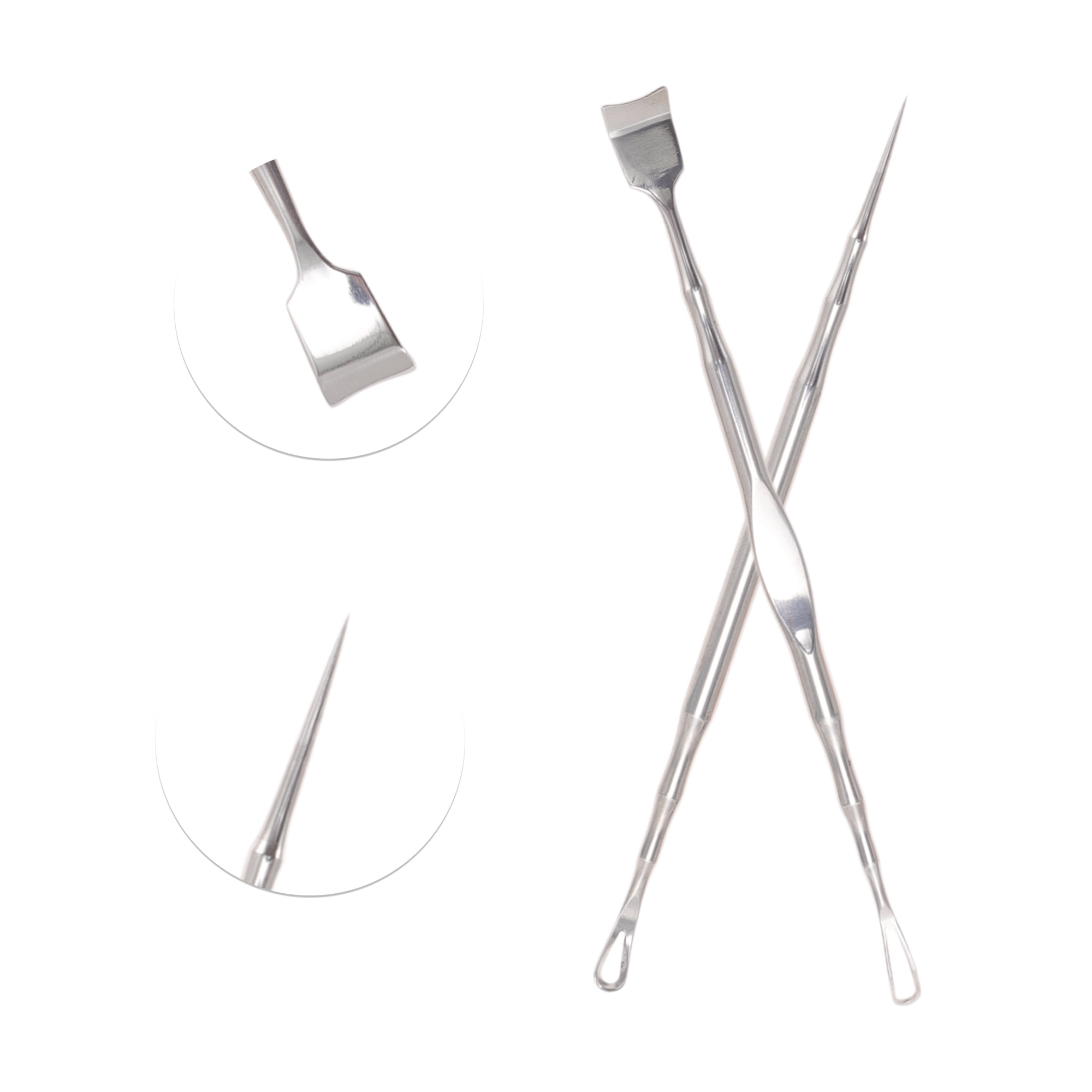 Unique Bargains 2pcs Pointed Pimple Extractor Tools for Skin Care Silver Tone 4.92"