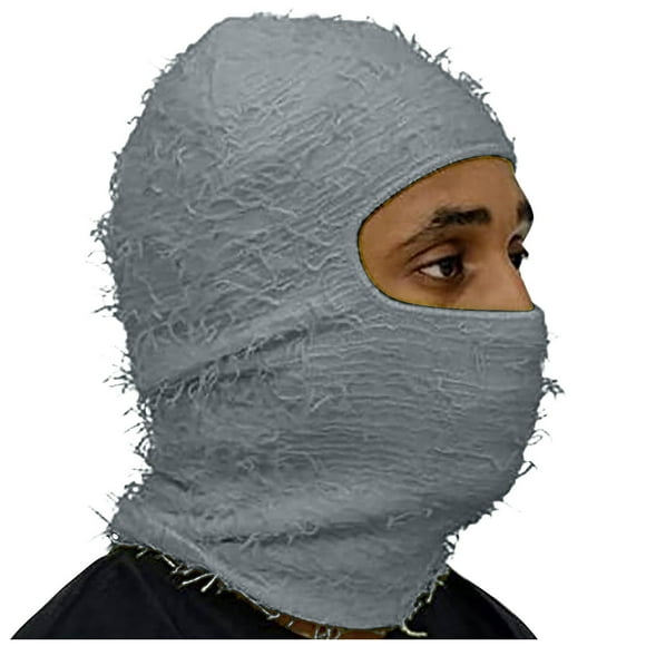 Distressed Balaclava Ski Mask, Men's Shiesty Yeat Airsoft Custom Knitted Warm Face Mask for Fun Party Skiing and Hunting