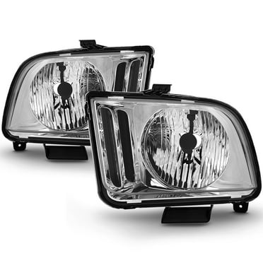 AKKON - For 2005-2009 Ford Mustang Halogen Model Chrome Clear Lens Headlight Lamp Replacment L R