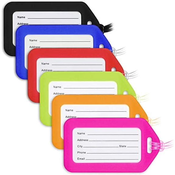 USA Luggage Tags, Bag Tag for Baggage, Suitcase Tags Bulk 6 Mixed Color