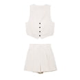 thumbnail image 4 of HH TRAF Conjunto de 2 piezas de moda para mujer, camiseta sin mangas con escote en V y un solo pecho + minipantalones cortos elegantes con cintura alta y bolsillo trasero con cremallera, 4 of 5