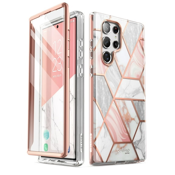 i-Blason Cosmo Series for Samsung Galaxy S22 Ultra 5G Case, Slim Stylish Protective Case With Built-in Screen Protector (Marble)
