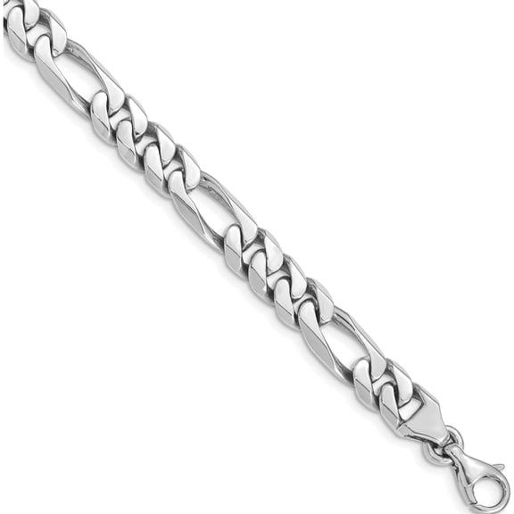 14K White Gold 8mm Hand-Polished Figaro Link Chain (20 X 8) Made In Peru wlk108-20
