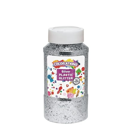 UPC: 0191487018111 | Colorations Extra-Safe Plastic Glitter  Silver – 1 lb.