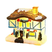 Bwiyojiz Home Decor Christmas Winter Village Houses Set LED Lighted DIY Figurines Miniature Resin Ornament Kits Cedar Bare Branch Tree Street Lamp, Gifts for Her, White