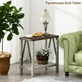 thumbnail image 4 of o Farmhouse End Table for Small Spaces, Narrow Side End Table with Storage Shelf, Rustic A-Design Nightstand Sofa Table for Living Room, Bedroom (White & Brown), 4 of 8