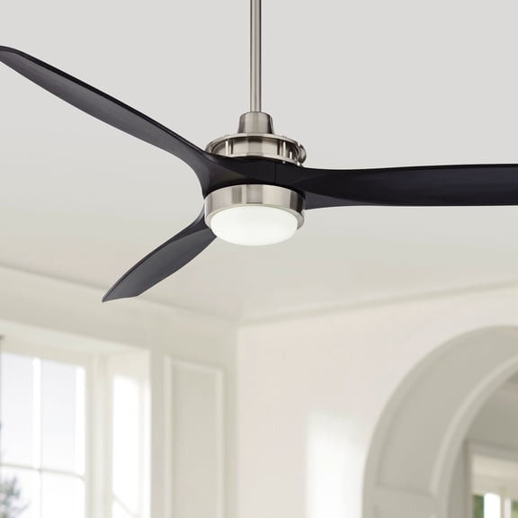 Casa Vieja 52" Windspun Modern Indoor Ceiling Fan 3 Blade LED Light Remote Control Brushed Nickel Finish Bedroom DC Motor