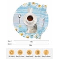 thumbnail image 6 of 15 Inch Round Placemats Set of 6, Blue Easter Bunny Non Slip Heat Insulation PP Table Mats, Spring Daisy Modern Ombre Striped Washable Place Mats for Kitchen Dining Party Table Decor, 6 of 7