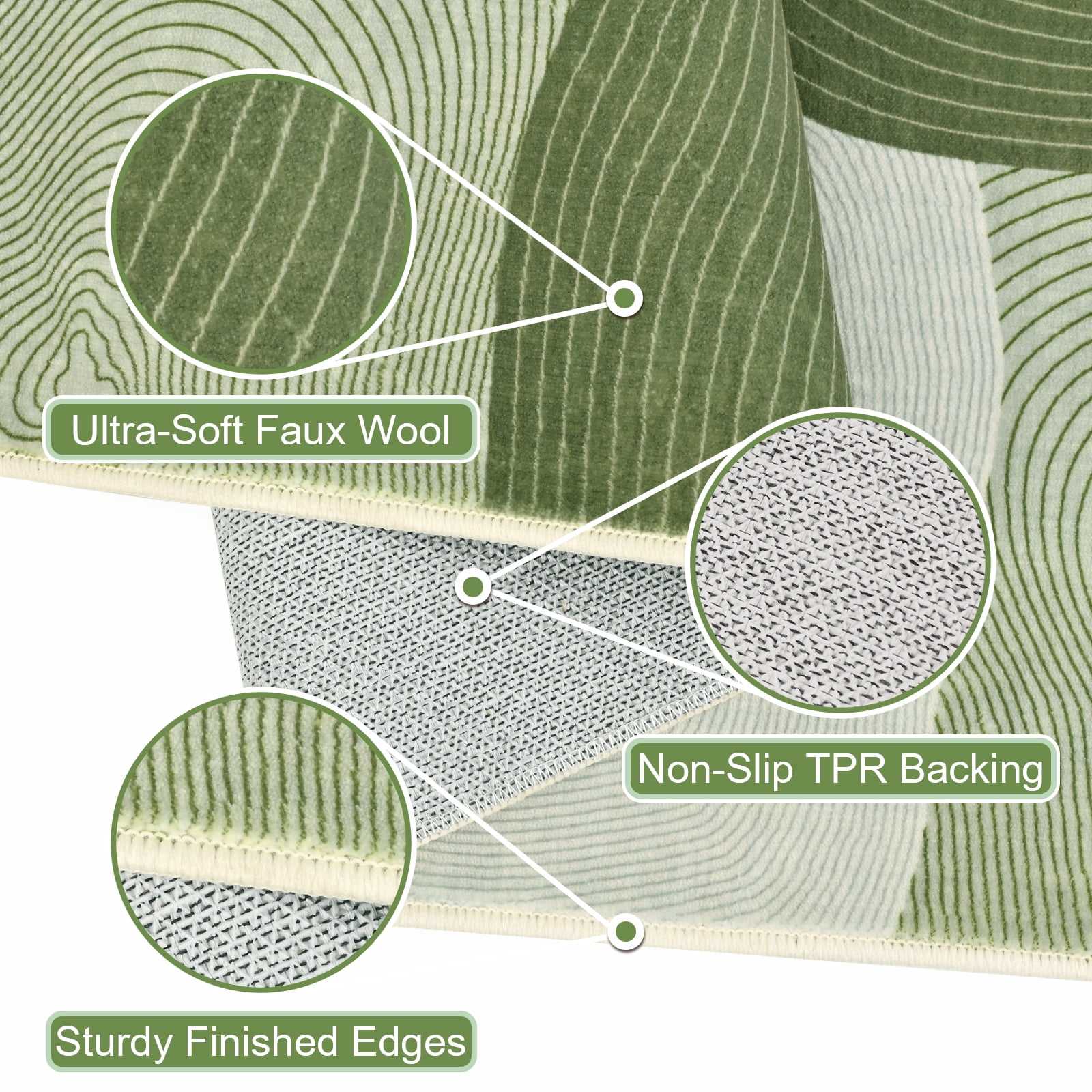 Bleum Cade 5'x7' Area Rugs for Living Room, Abstract Rug Ultra Soft Washable Rugs for Bedroom, Anti Slip Durable Stain Resistant Larg Carpet Home Decor for Dining Room,Green