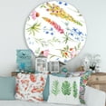 thumbnail image 2 of Designart 'Vibrant Summer Wildflowers On White I' Traditional Circle Metal Wall Art 29x29 - Disc of 29, 2 of 5