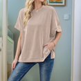 thumbnail image 2 of Jersey oversize de punto liso de mujer, cuello redondo y mangas murciélago - Tejido de poliéster suave - Lavable a máquina - Tallas S-XL, 2 of 8