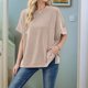 thumbnail image 2 of Jersey oversize de punto liso de mujer, cuello redondo y mangas murciélago - Tejido de poliéster suave - Lavable a máquina - Tallas S-XL, 2 of 8