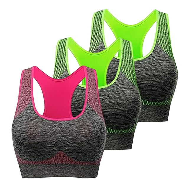 FAIWAD Women's 3 Pack Racerback Workout Tank Tops Basic No Underwire Athletic Stretch Padded Bralettes