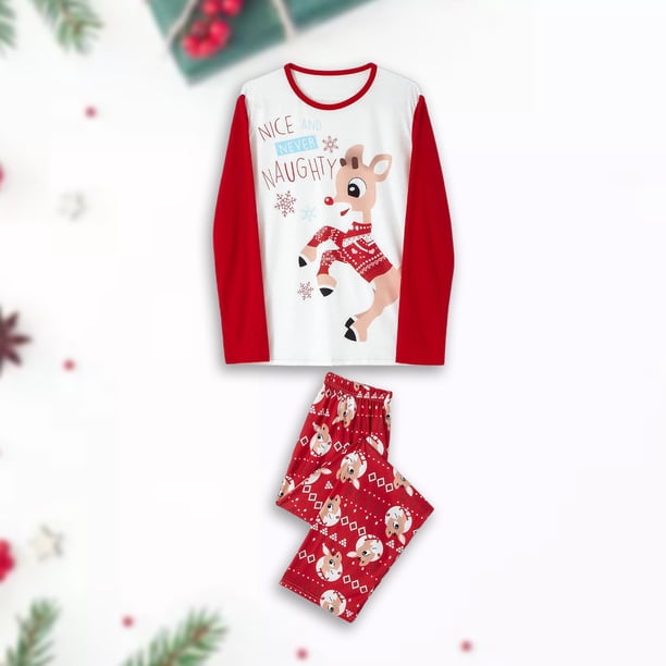 Conjunto de pijama familiar de 2 piezas Conjunto de pantalones largos con estampado de alce informal Traje de ropa de dormir FLhrweasw Nuevo