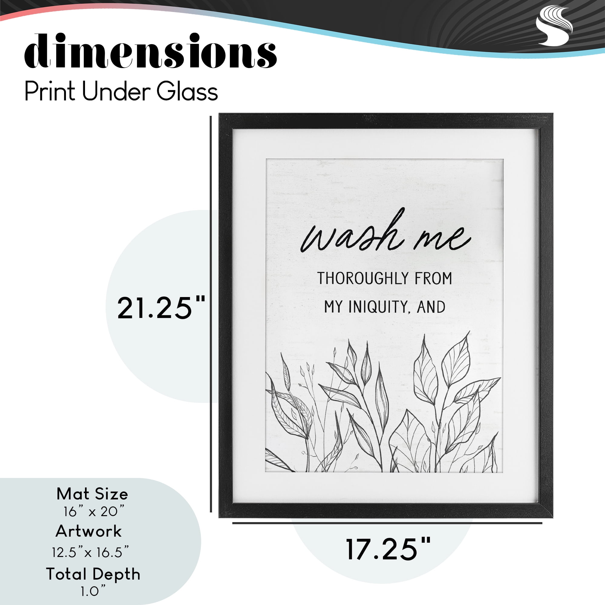 Wash Me Thoroughly Scripture Black Framed Print Under Glass, design by Lettered and Lined