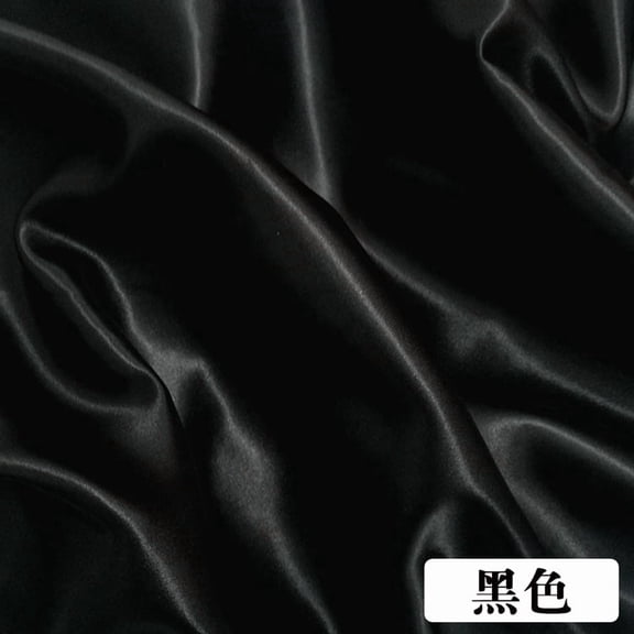 XmhyTop-A Black Satin Fabric 100*150cm 1 Piece Polyester Wedding Fabric for Dresses, DIY Fabric for Crafts, Craft Fabric for Sewing Soft Satin Ideal for Bridal Gowns Handmade Projects