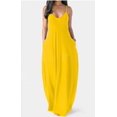 thumbnail image 1 of Vestido largo informal de color liso con escote en V profundo para mujer, sin mangas, cuello en V profundo, para playa y verano Ormromra HMJM062-9, 1 of 5