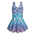 thumbnail image 4 of Xixirimido Gradient Mermaid Scale Print Girls Swimsuit One Piece UPF 50+ Skirted Bathing Suit Modest Beach Swim Dress with Built-in Shorts for Kids, 10-11 Years, 4 of 7