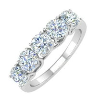 1 1/2 Carat 5-Stone Diamond Wedding Band Ring in 10K White Gold (Ring Size 10.75)
