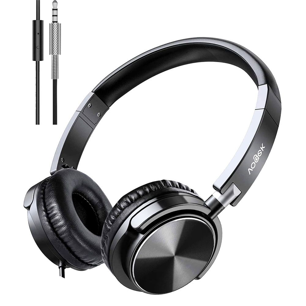 Seenda Headphones with Microphone, Foldable On Ear Headset Wired with
