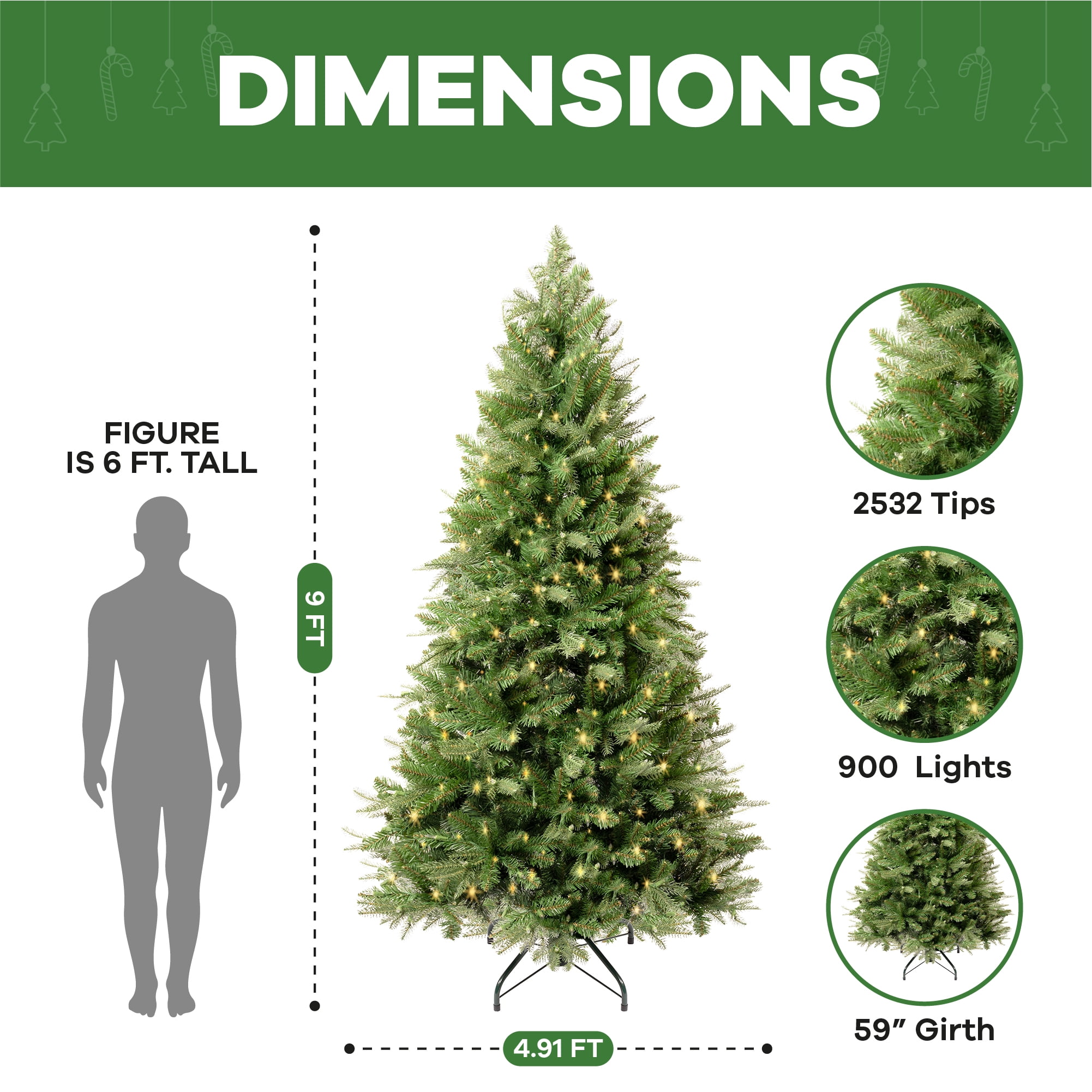 HOMESTOCK 4.5 ft. Traditional Realistic Fir Prelit Artificial Christmas  Tree with 679 Branch Tips, 200 Warm Lights and Metal Stand 18519 - The Home