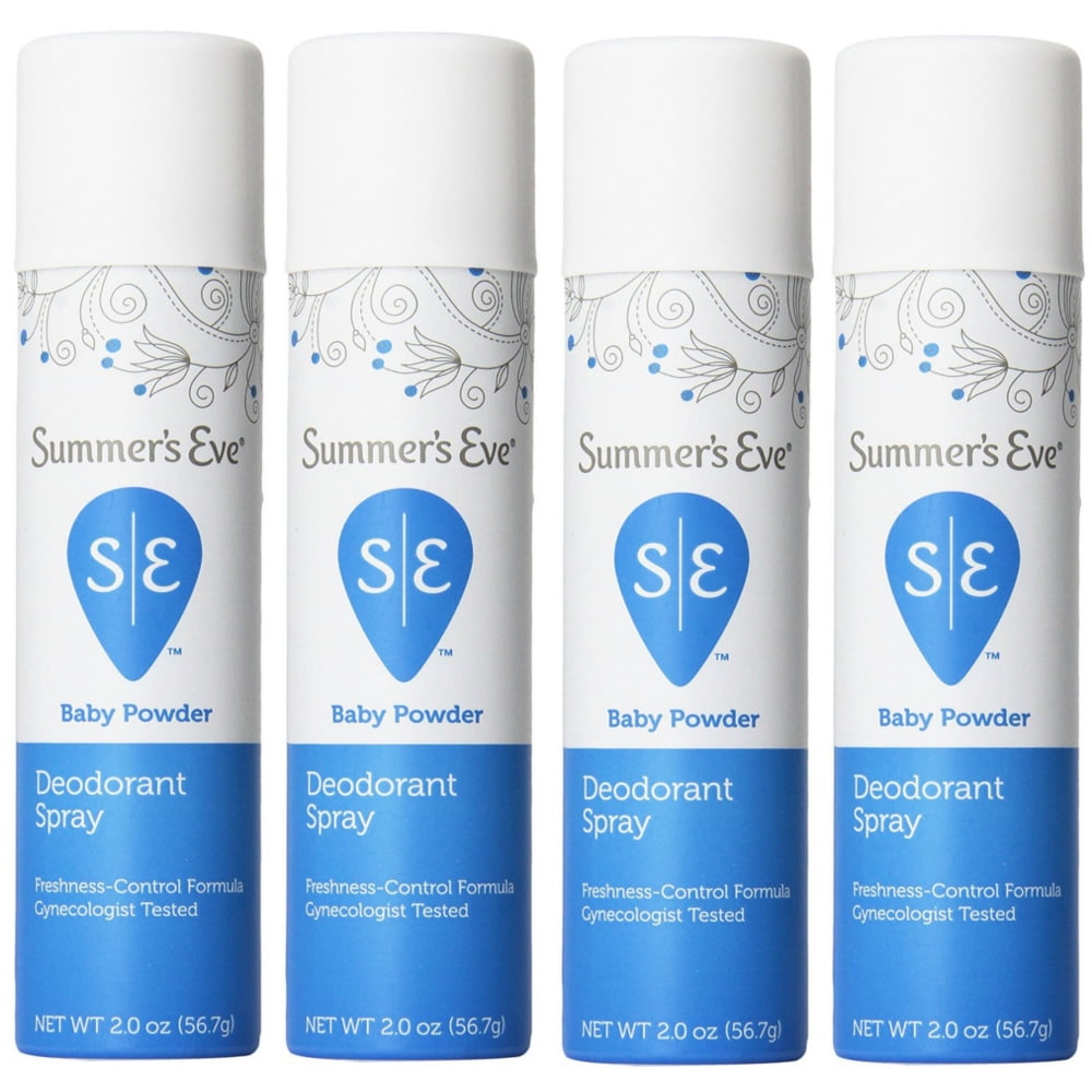 Summer's Eve Feminine Deodorant Spray, Baby Powder 2 oz (Pack of 4