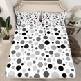 thumbnail image 2 of Manfei Geometric Circular Dot Full Size Sheets,Modern Geometric Art Bed Sheets,Gray Black White Sheet Sets For Kids,Luxury Bedroom Decor,4 Pieces, 2 of 7