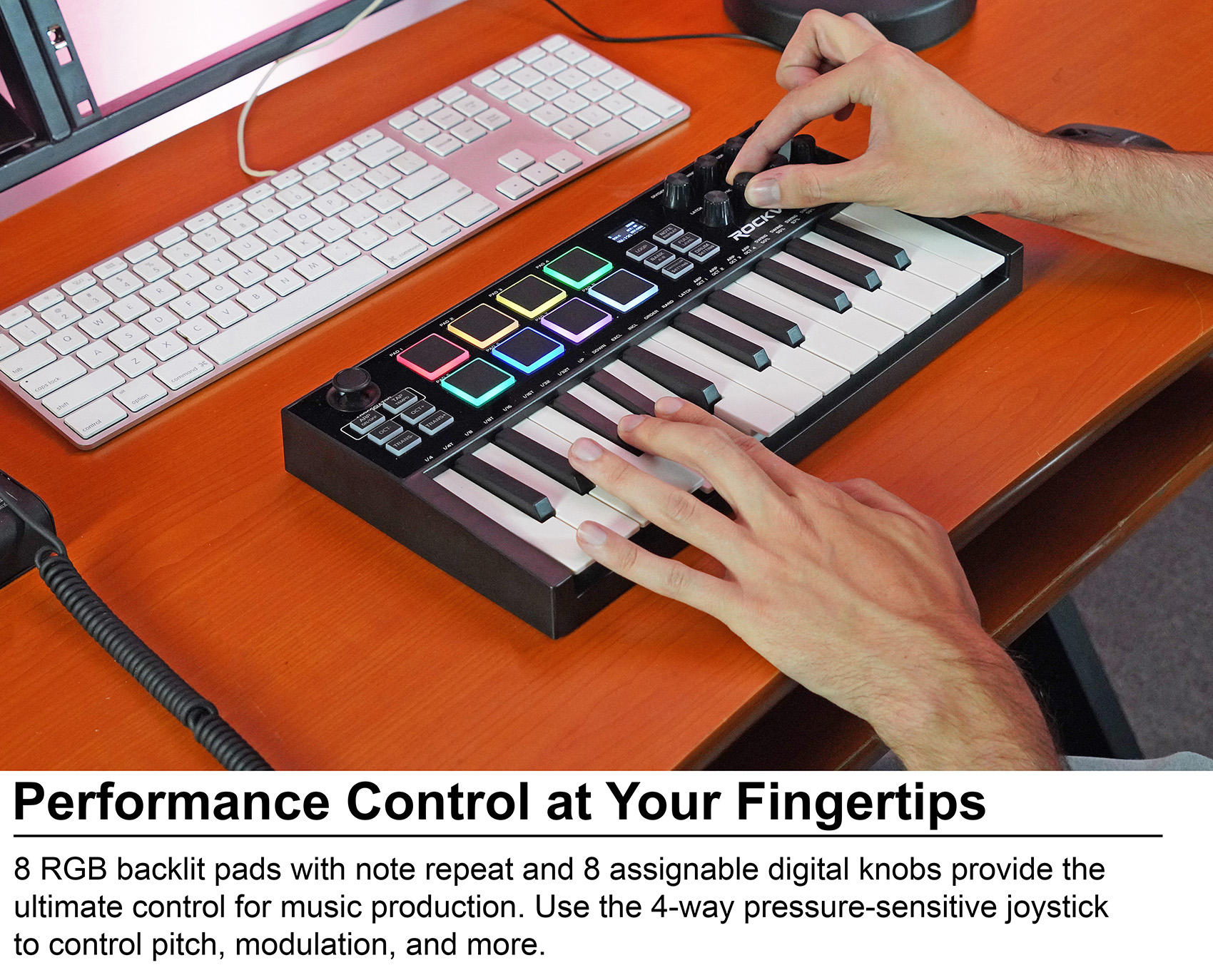 Rockville M25 BLACK 25 Key USB Wireless MIDI Keyboard Controller With Bluetooth