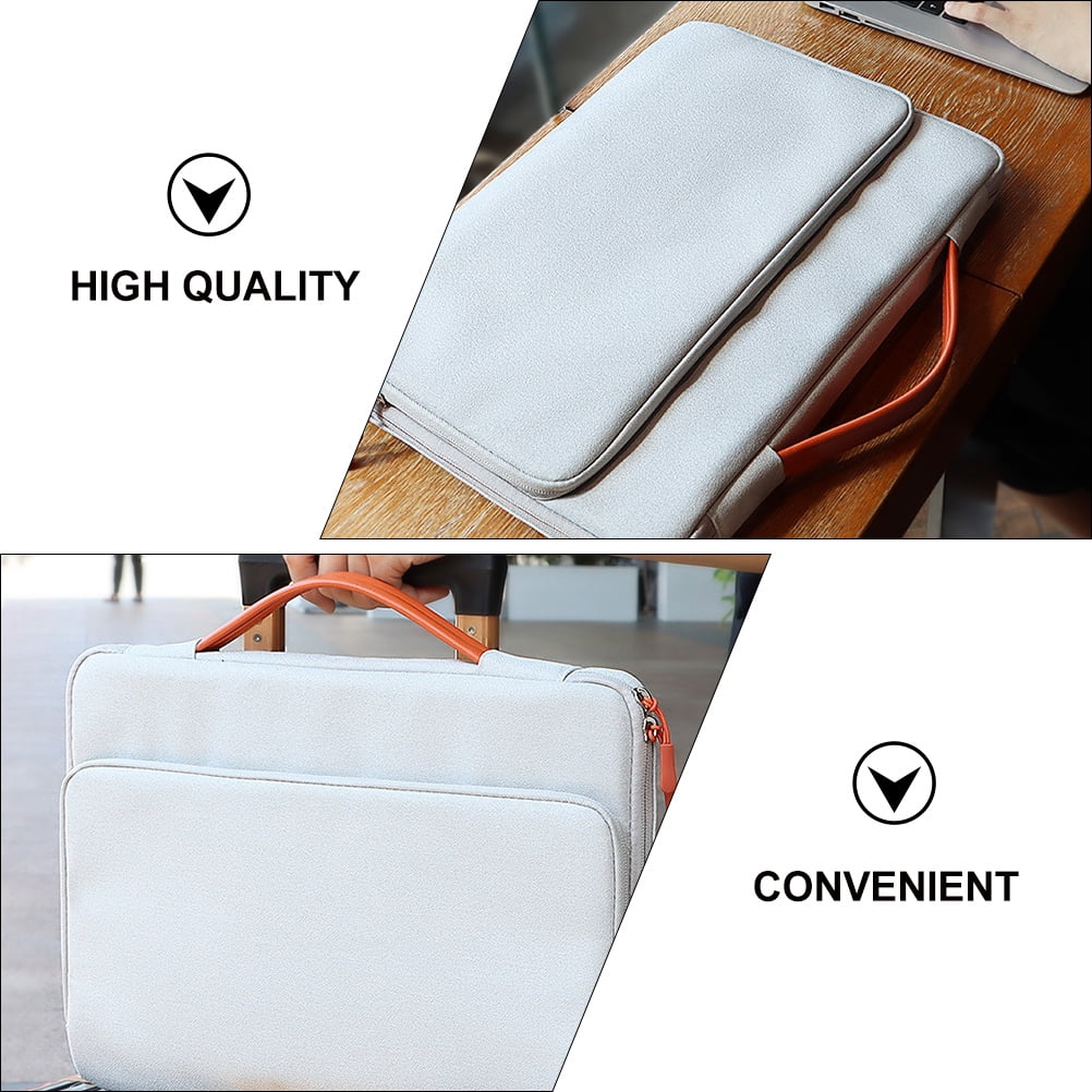 IBASETOY 1Pc Laptop Carrying Bag Light Grey Notebook Storage Bag with Simple Stylish Design and Multiple Layers